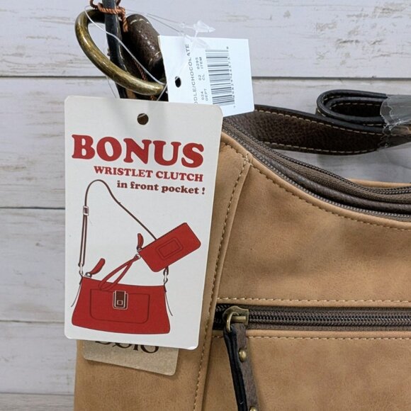 Brown hobo crossbody bag with wristlet by Bolo NWT - Picture 3 of 9